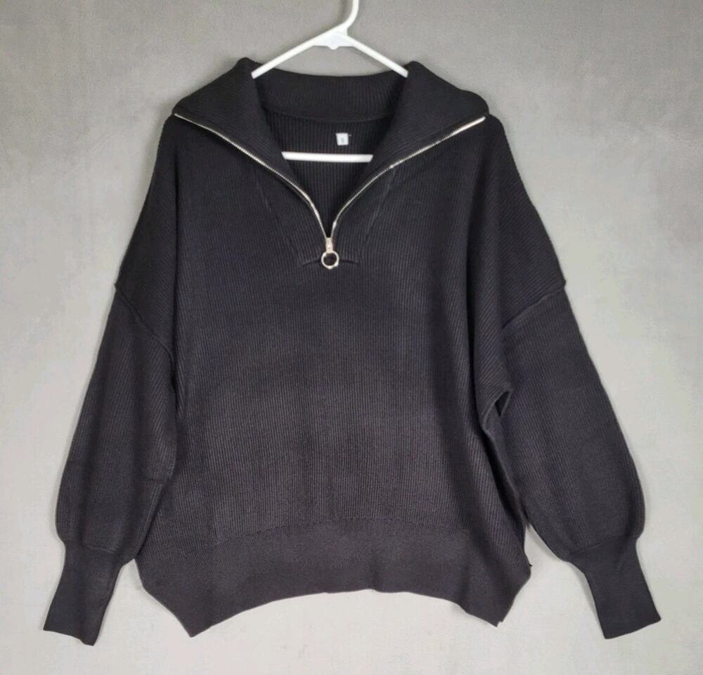 Logene Sweater Womens Knit Pullover Sweater Casual Long Sleeve 1/4 Zip Small